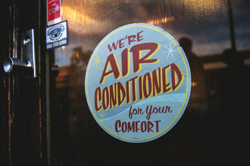 Humidity Control - we're air conditioned for your comfort sticker